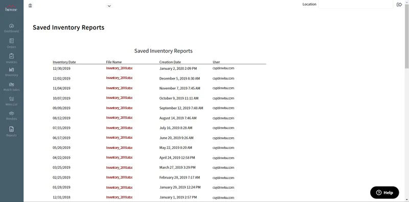 binwise bar inventory report