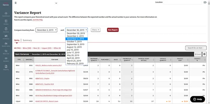 binwise variance report