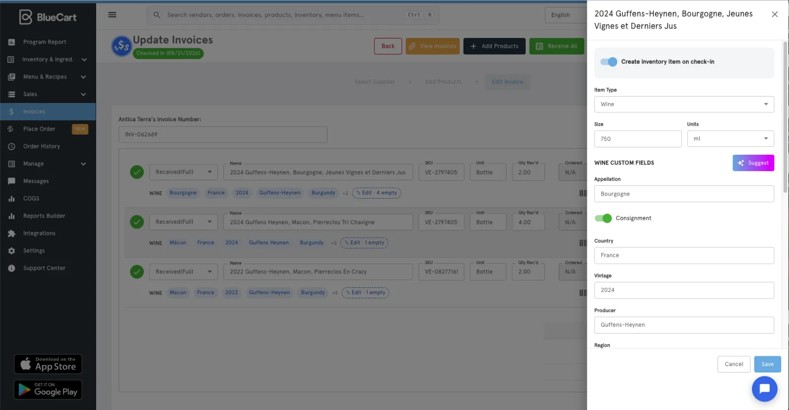 enrich inventory with bar inventory management