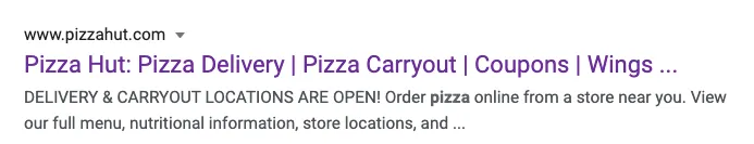 restaurant seo meta description example