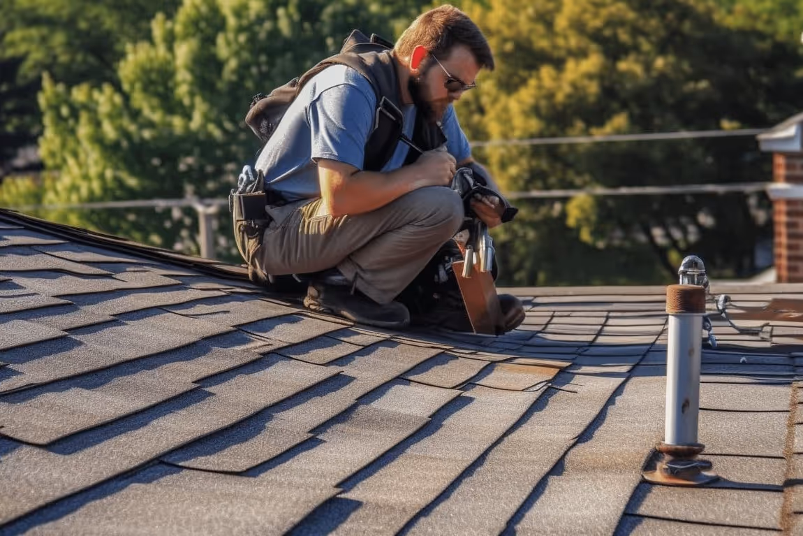 inspecting roof