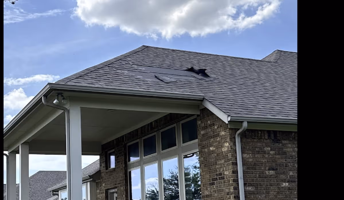 a house with roof damage