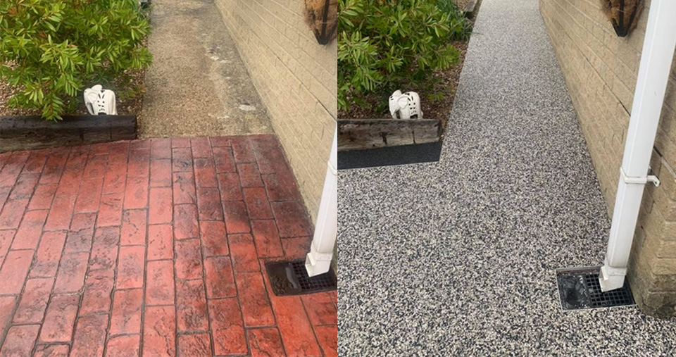 resin bonded walkway providing anti-slip surface for OAP