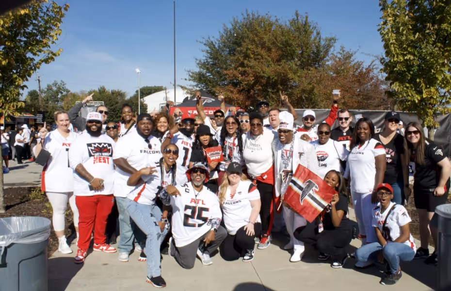 Atlanta Falcons fans at Home Depot Backyard event