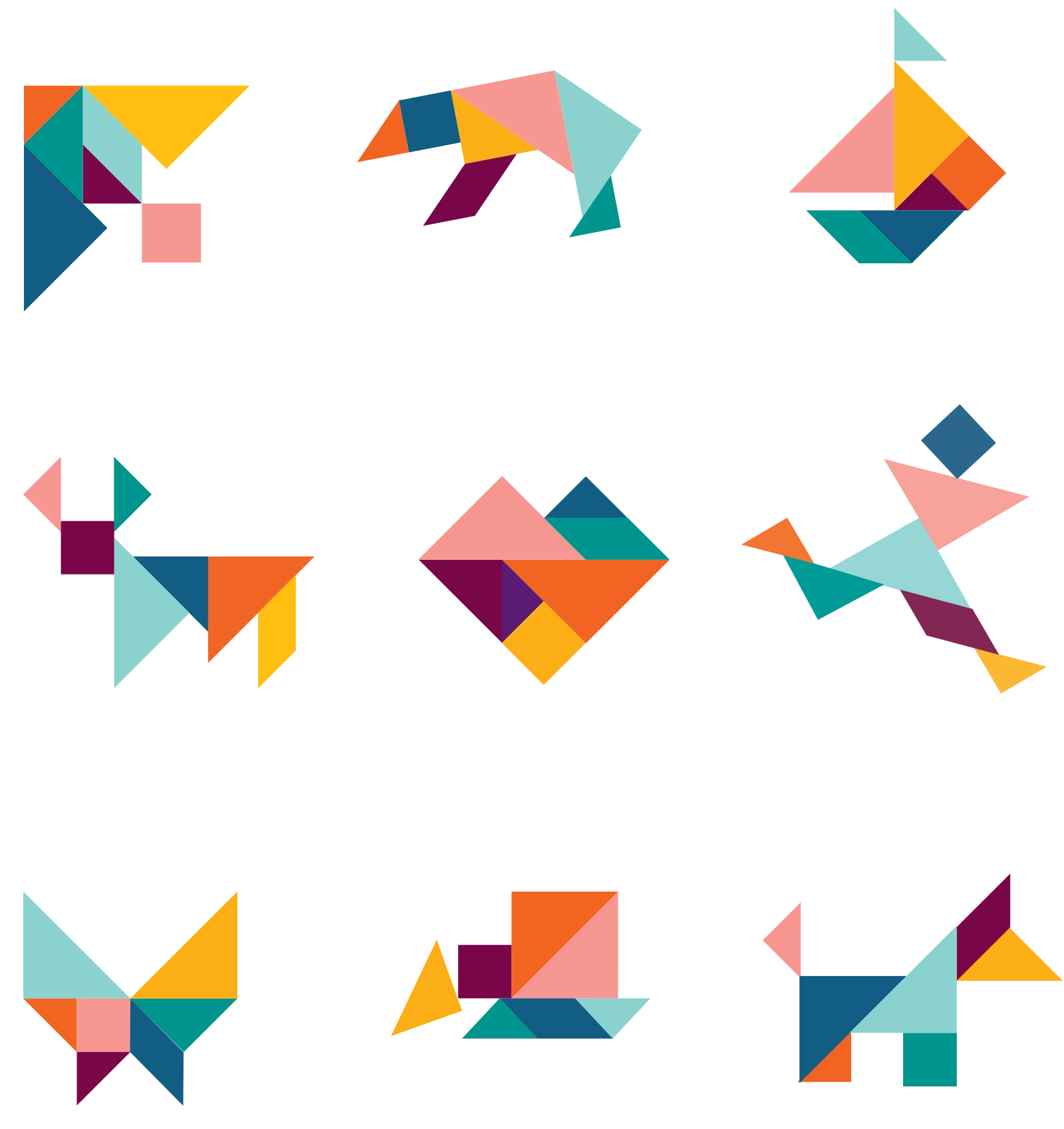 Shaping Our Community Tangram Icon set.
