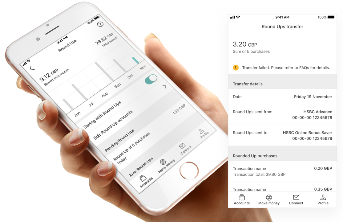 HSBC app Round-Ups savings feature