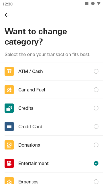 Animation of browsing content in the Connected Money Discover section