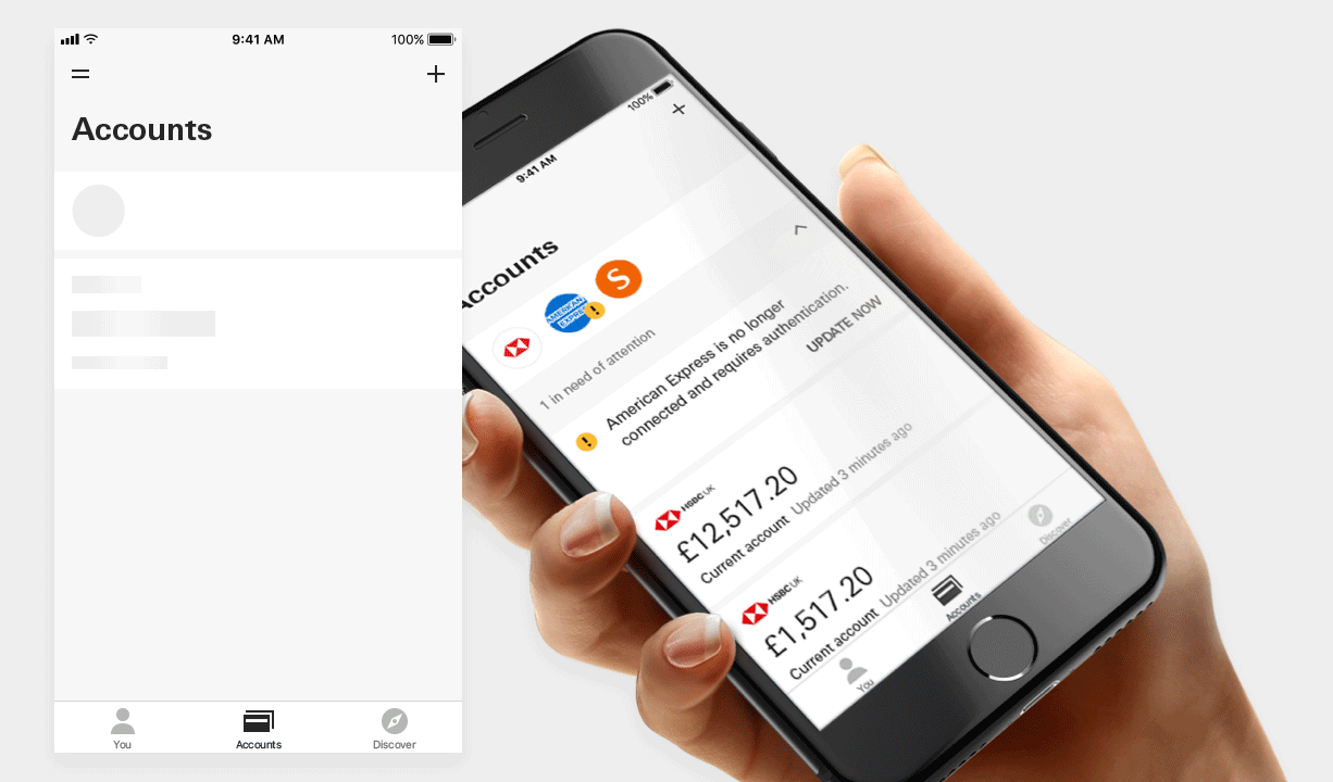 Animation of aggregating multiple bank accounts in Connected Money