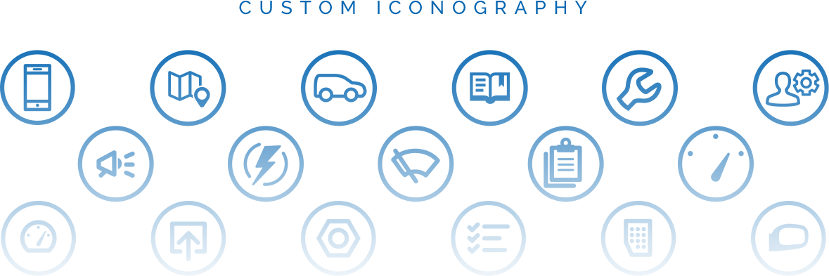Set of blue custom Thames Water iconography with symbols like phone, map, car, book, wrench, and checklist in circles.