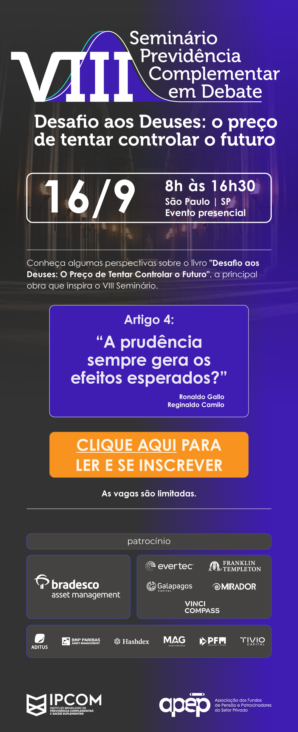 Montagem fotográfica com informações sobre o evento e logos dos patrocinadores e apoiadores.