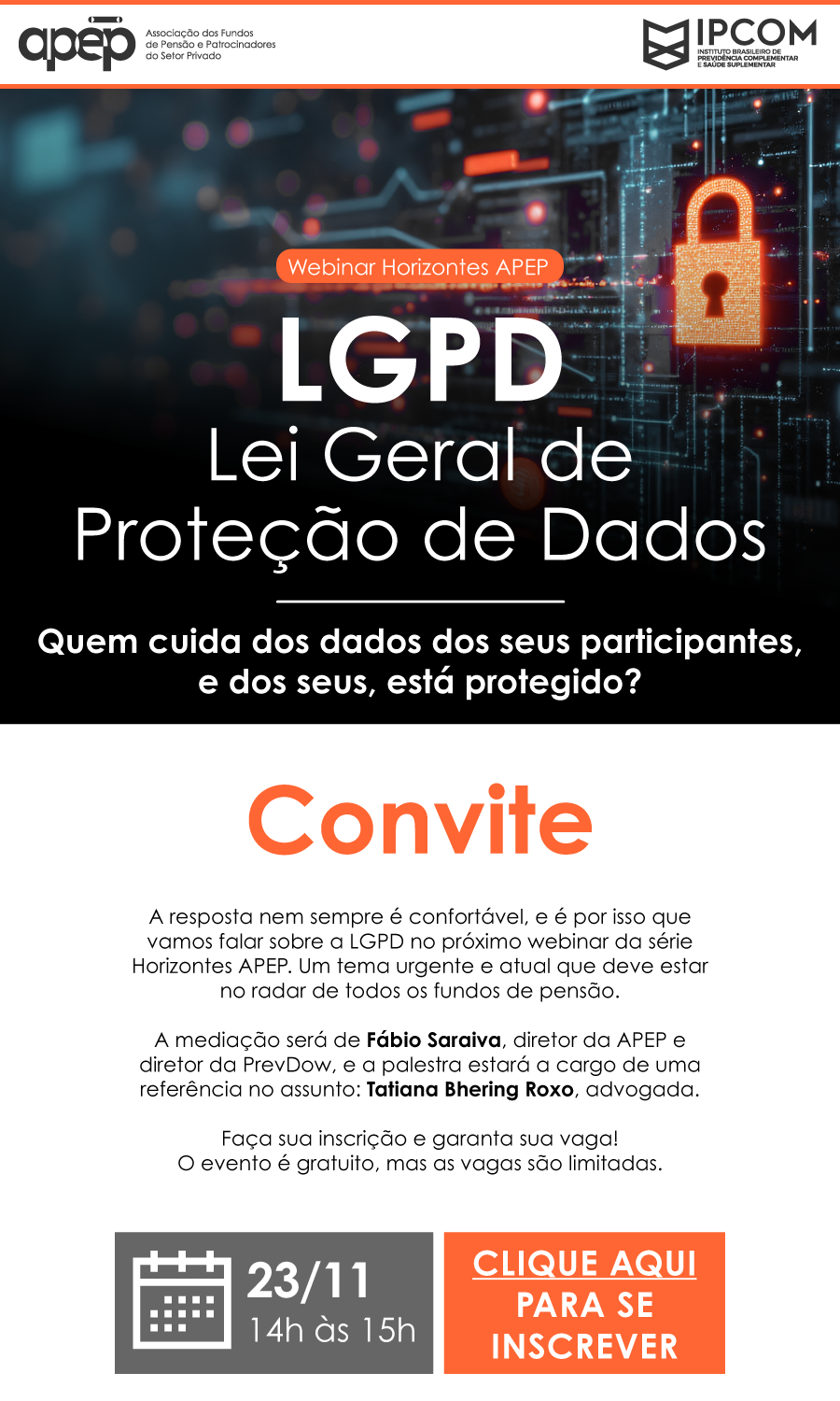 descrição do evento com as informações sobre a inscrição e pesquisa