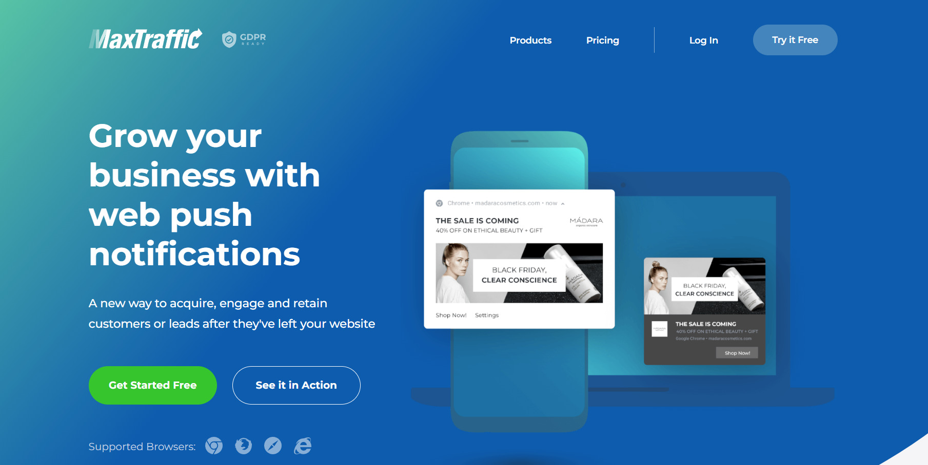 MaxTraffic main page