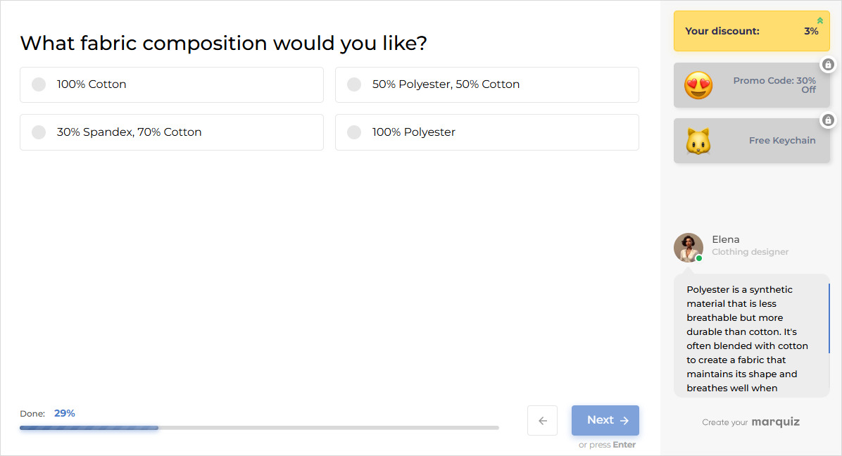 Quiz with lead magnets