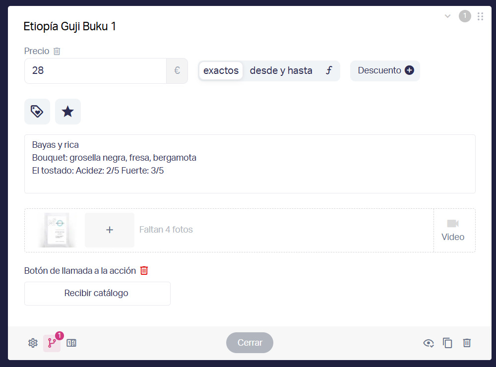 Results settings with custom button