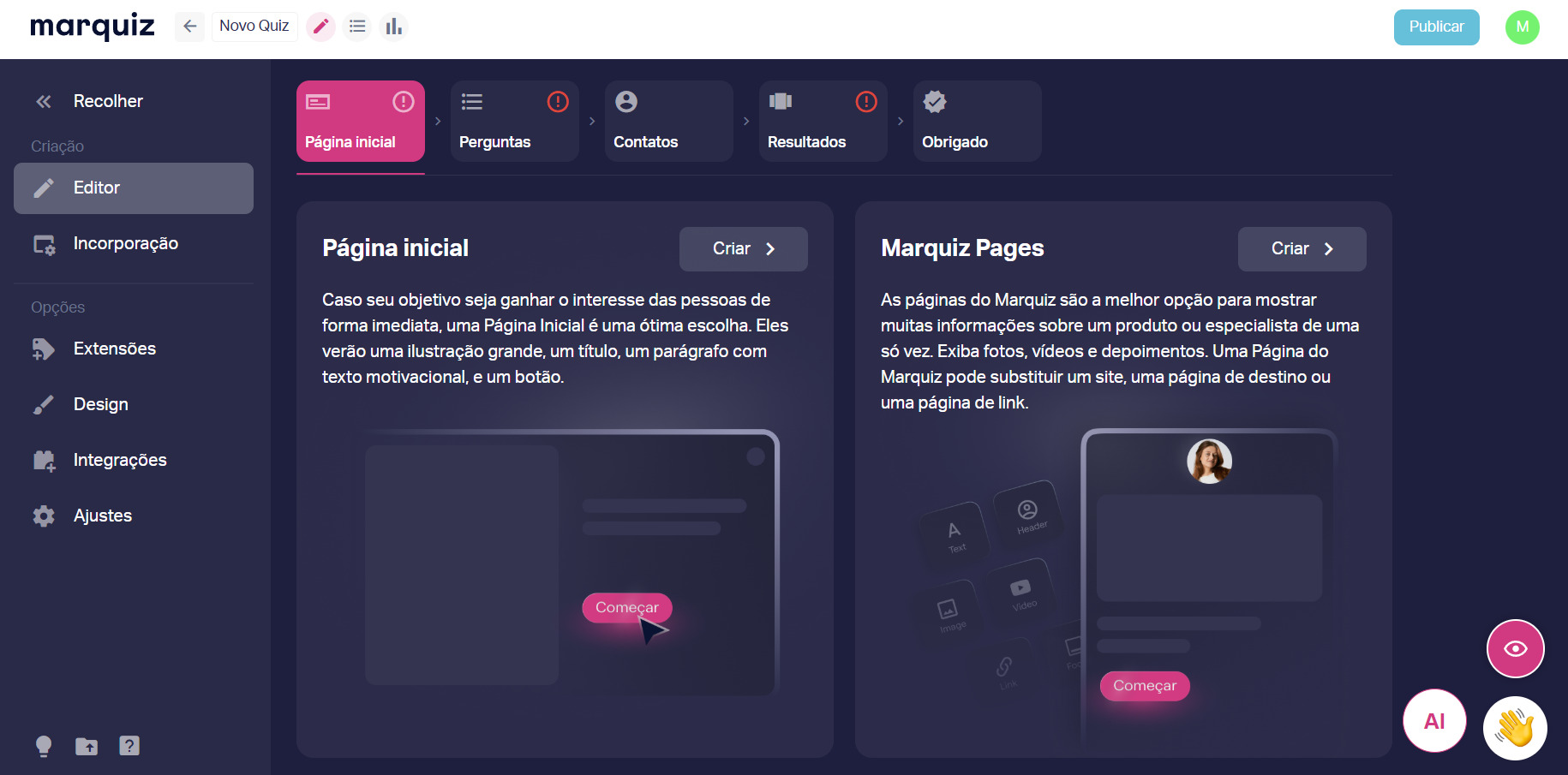 Creating quiz