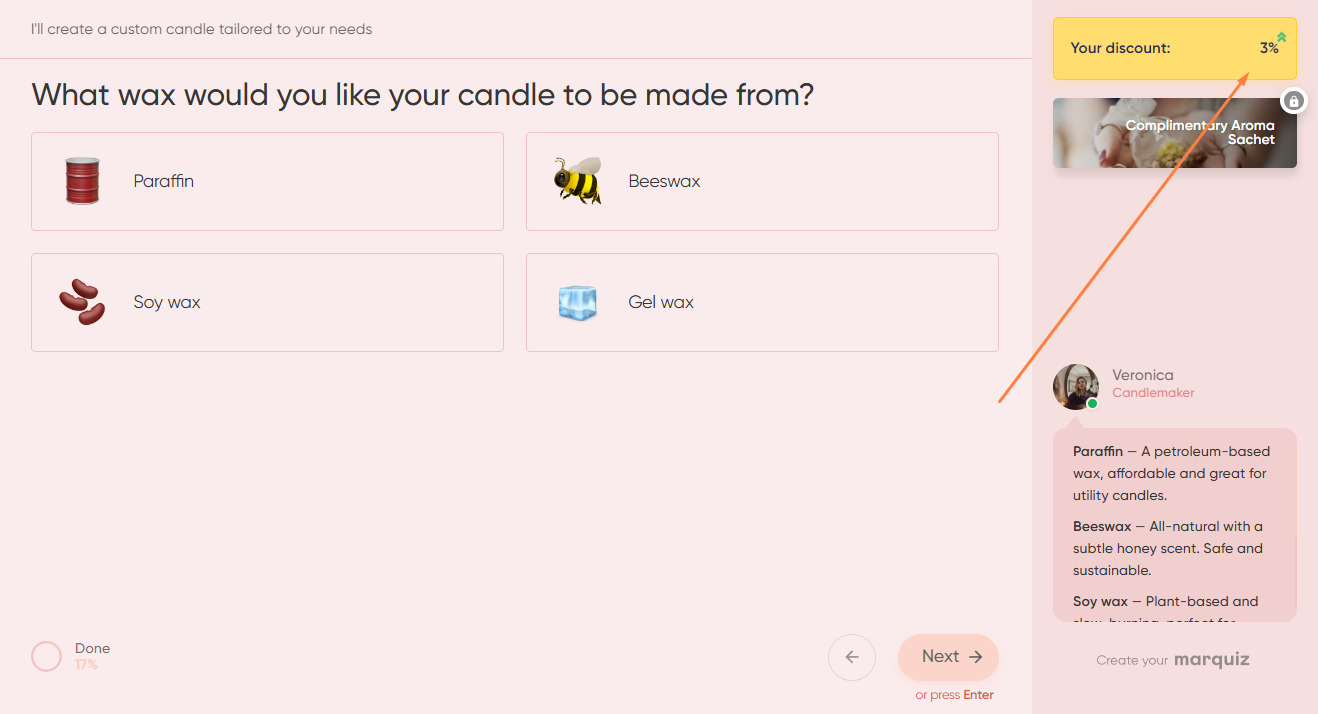 Custom candle quiz