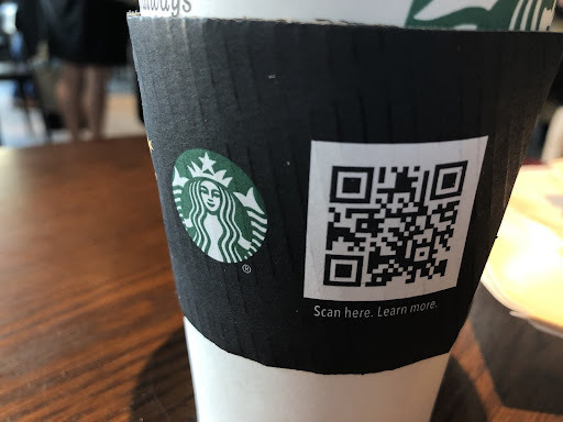 Coffee cup with QR code
