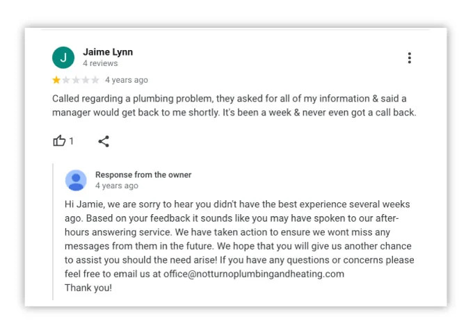 Negative review example