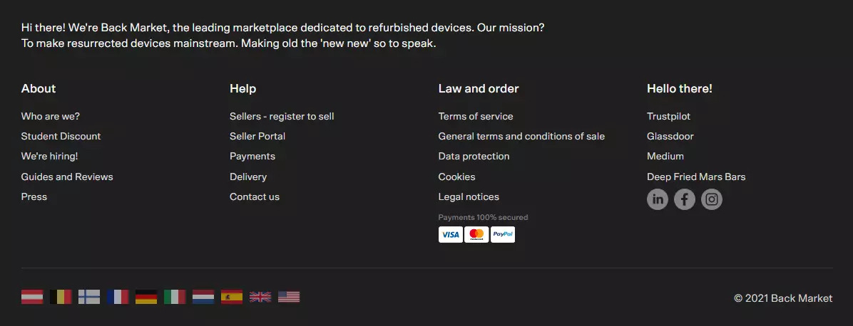 Footer widgets