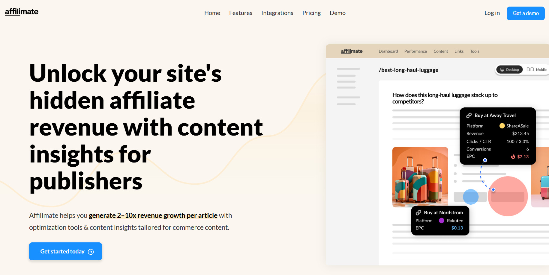 Affilimate landing page