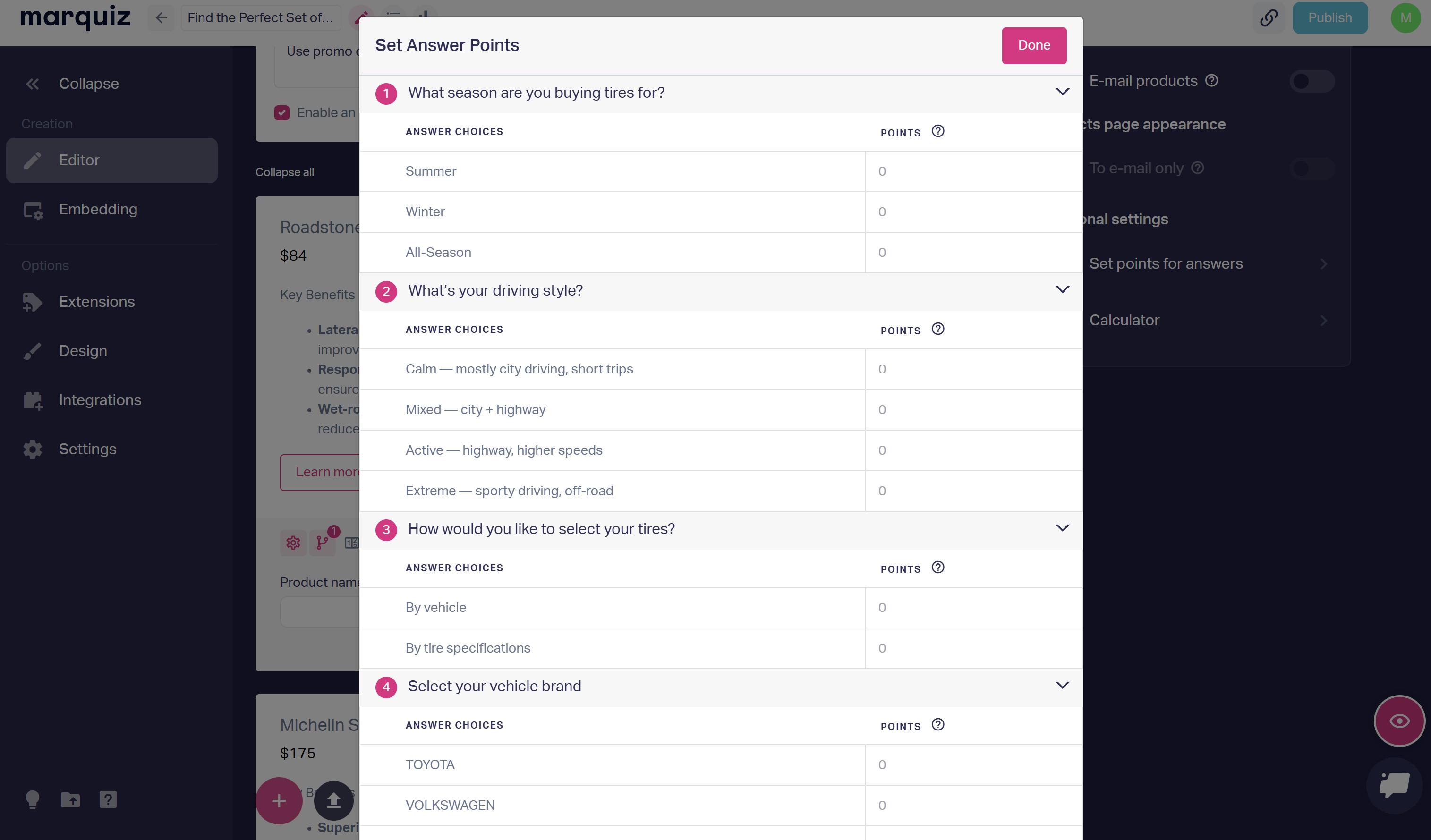 Marquiz answer points