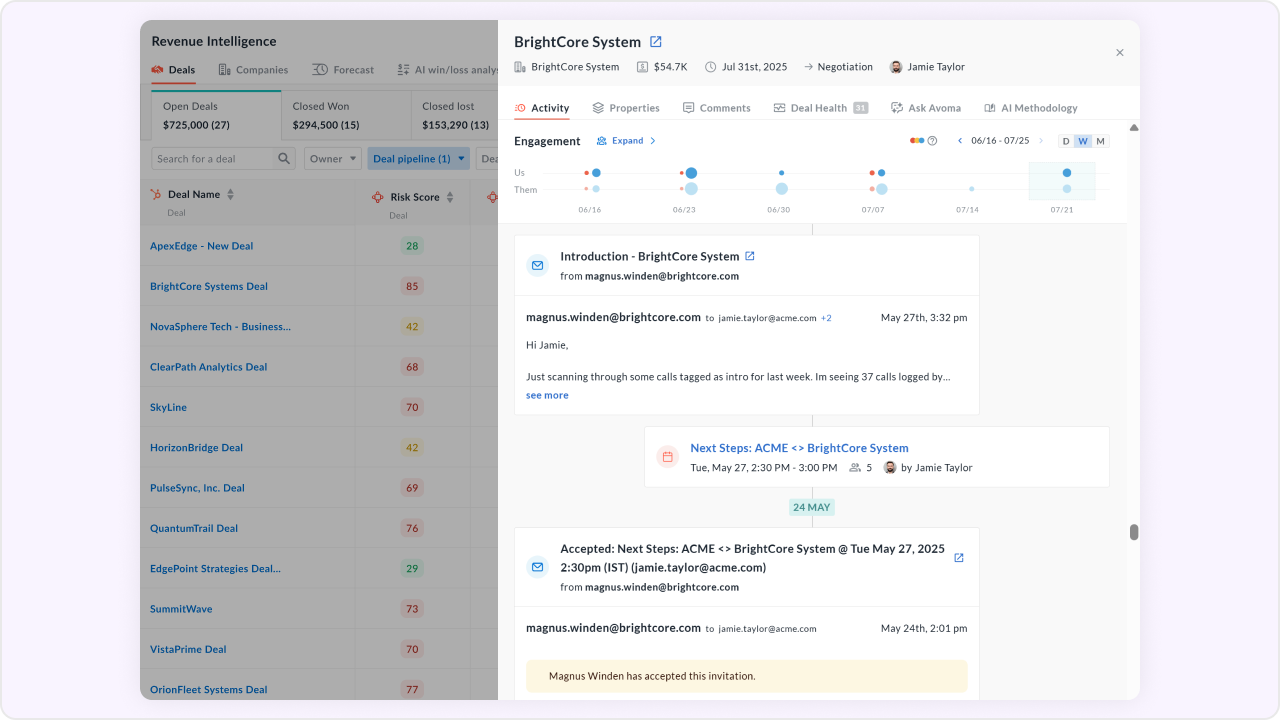 Keep every deal activity organized in one place