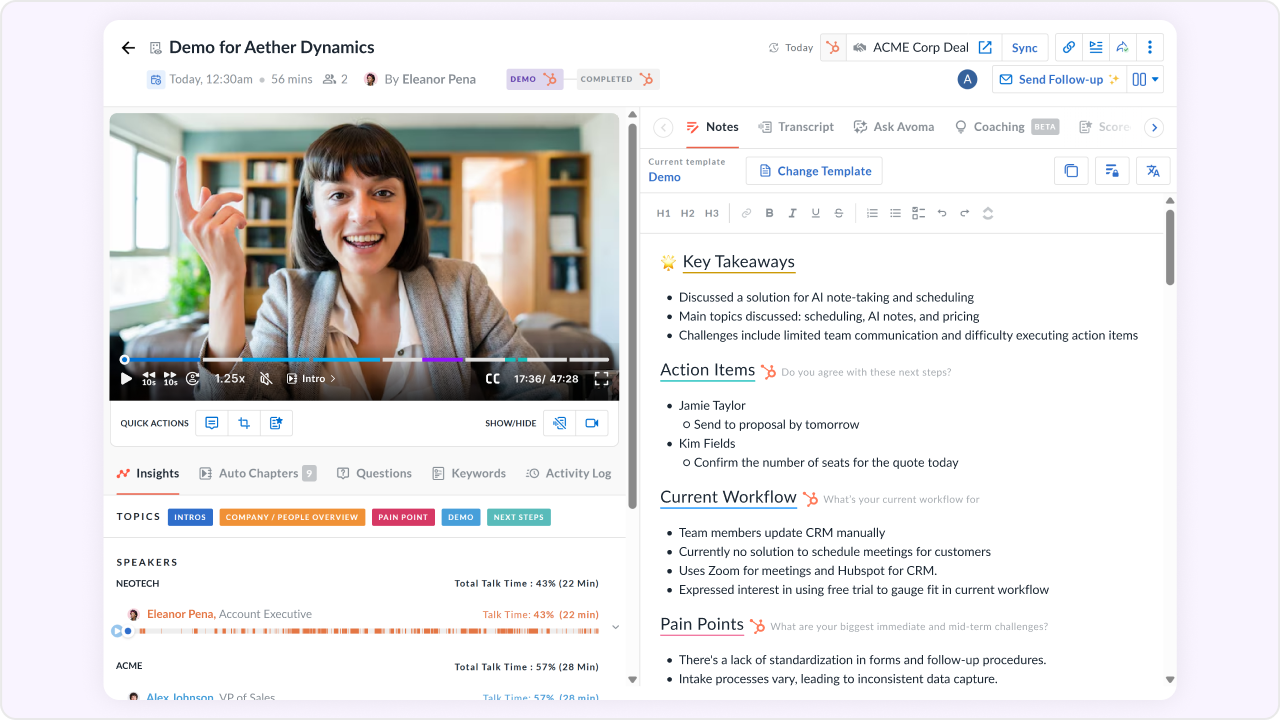 Summarize calls with AI notes