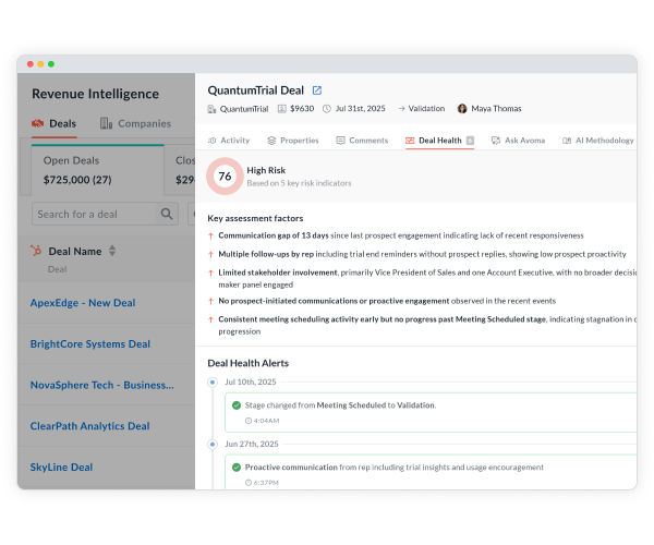 Map every action to the right deal stage