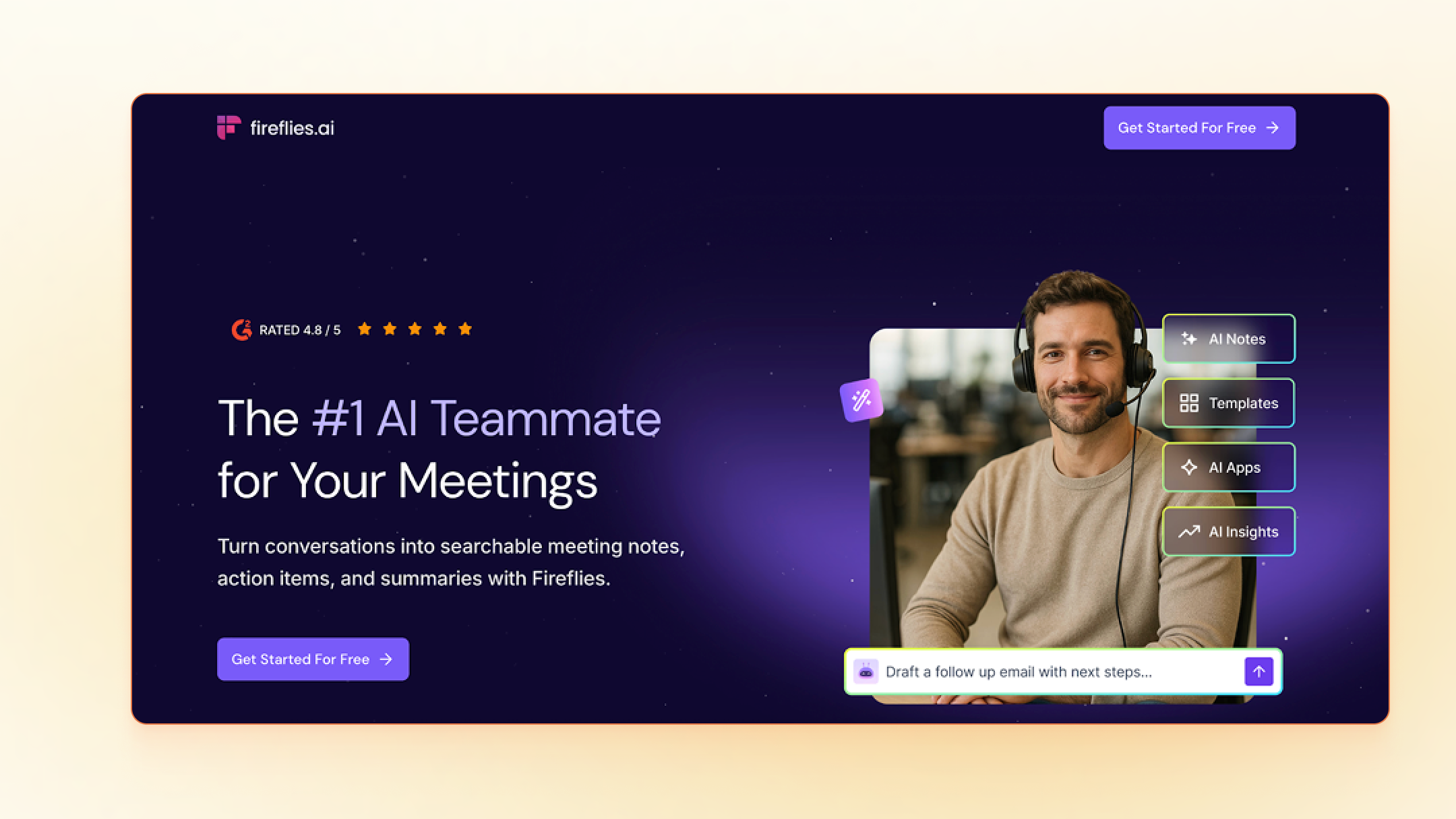 Fireflies.ai homepage screenshot