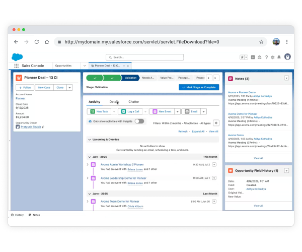 Emails tied to opportunities