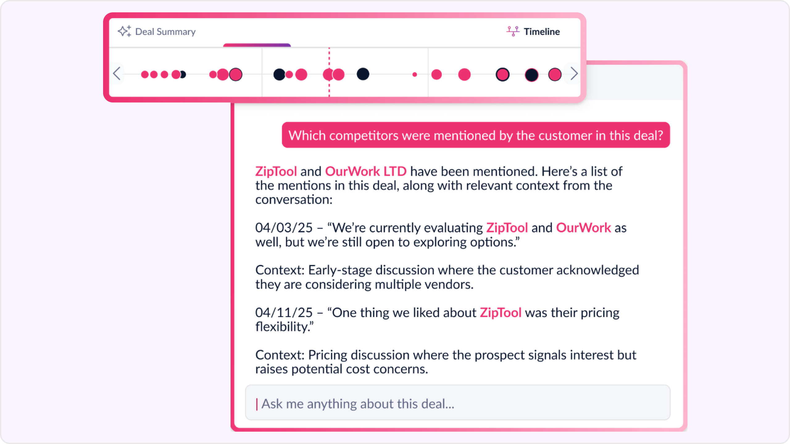 Jiminny screen showcasing conversation intelligence software