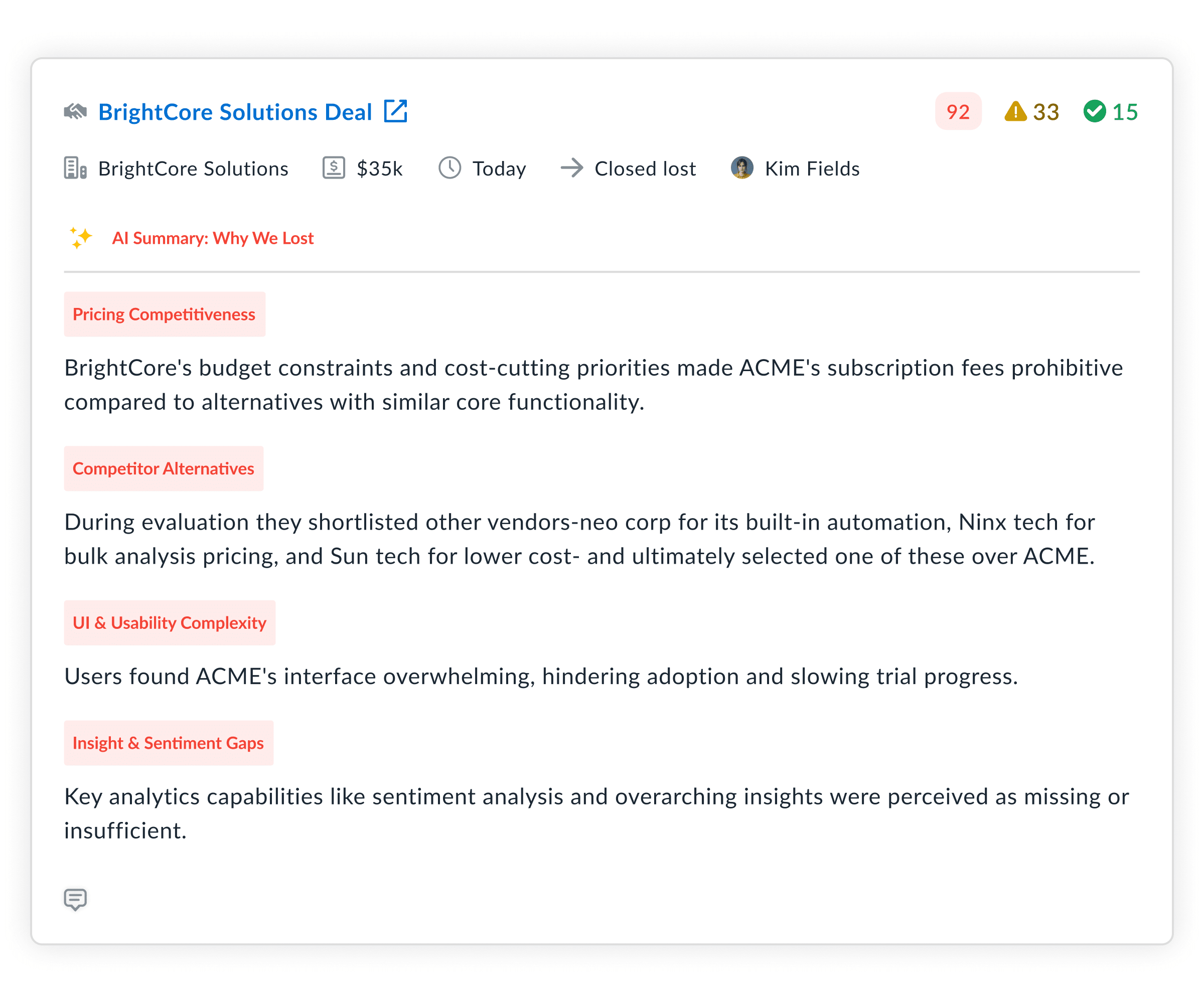 Real-time win-loss insights