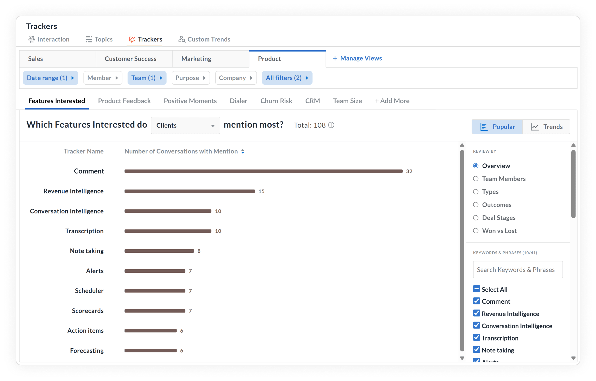 How to set up keyword trackers in Avoma
