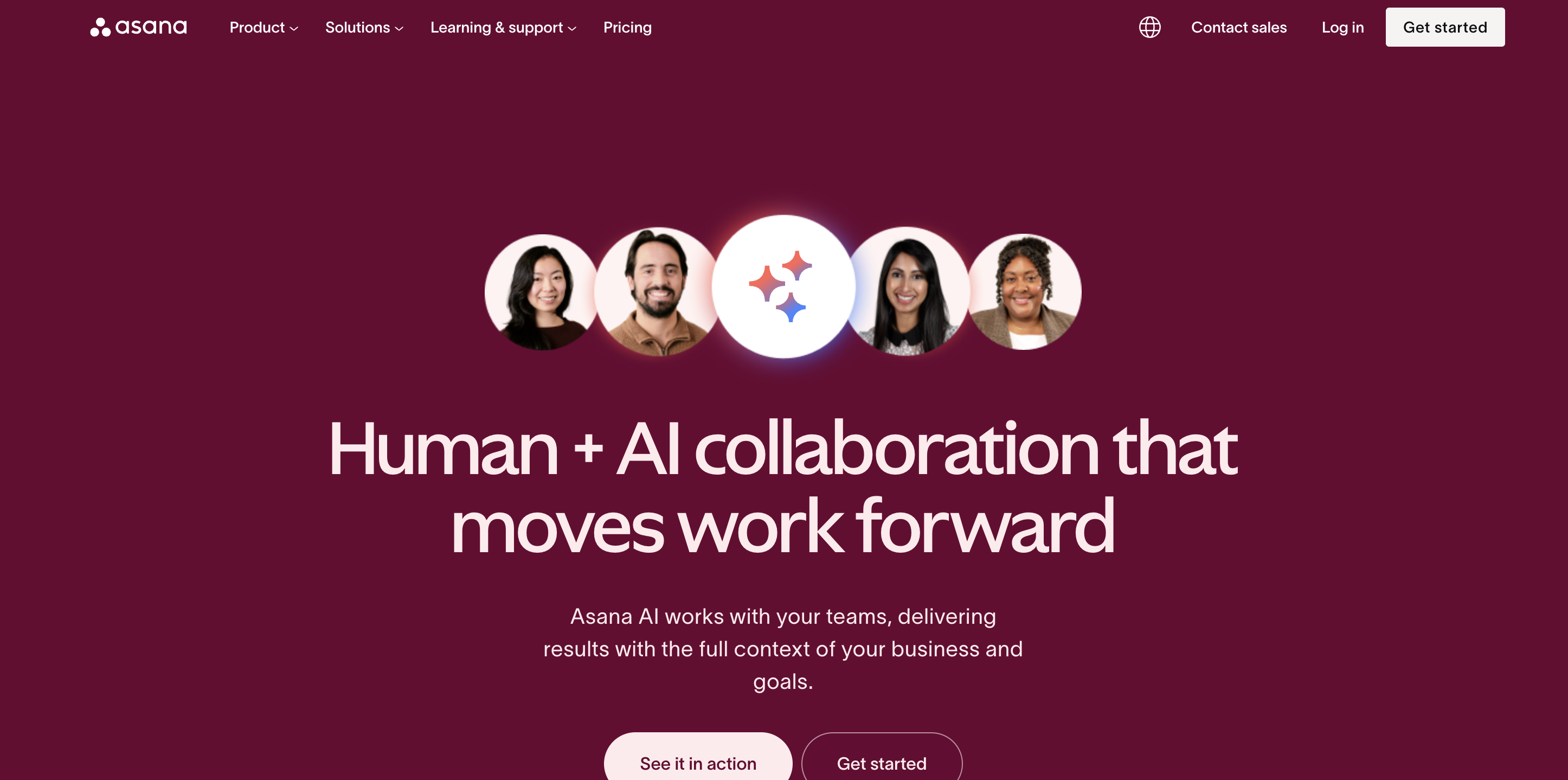 Screenshot of Asana homepage