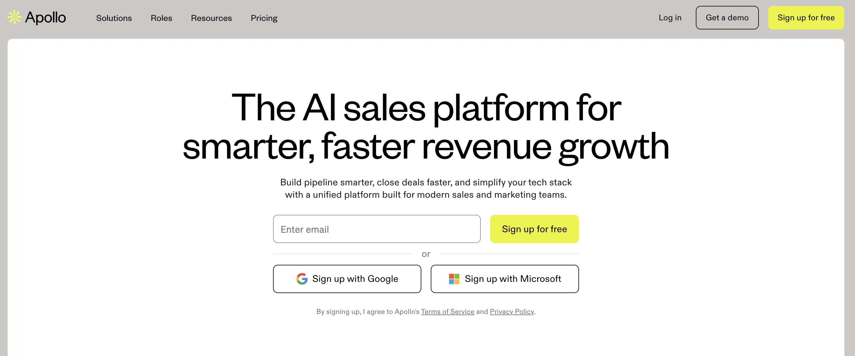 Apollo.io homepage screenshot