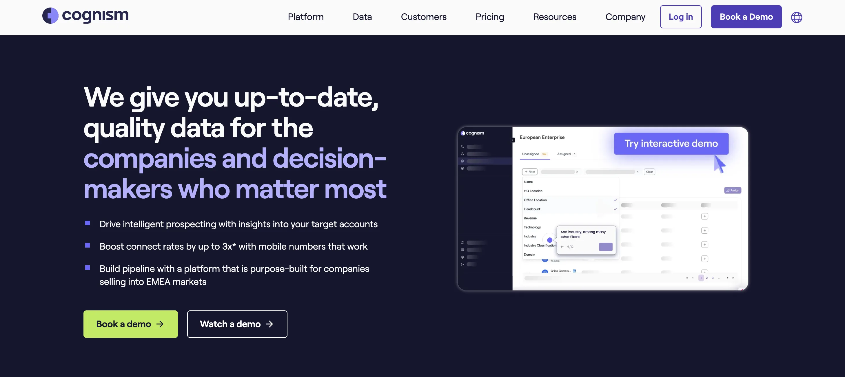 Cognism homepage screenshot