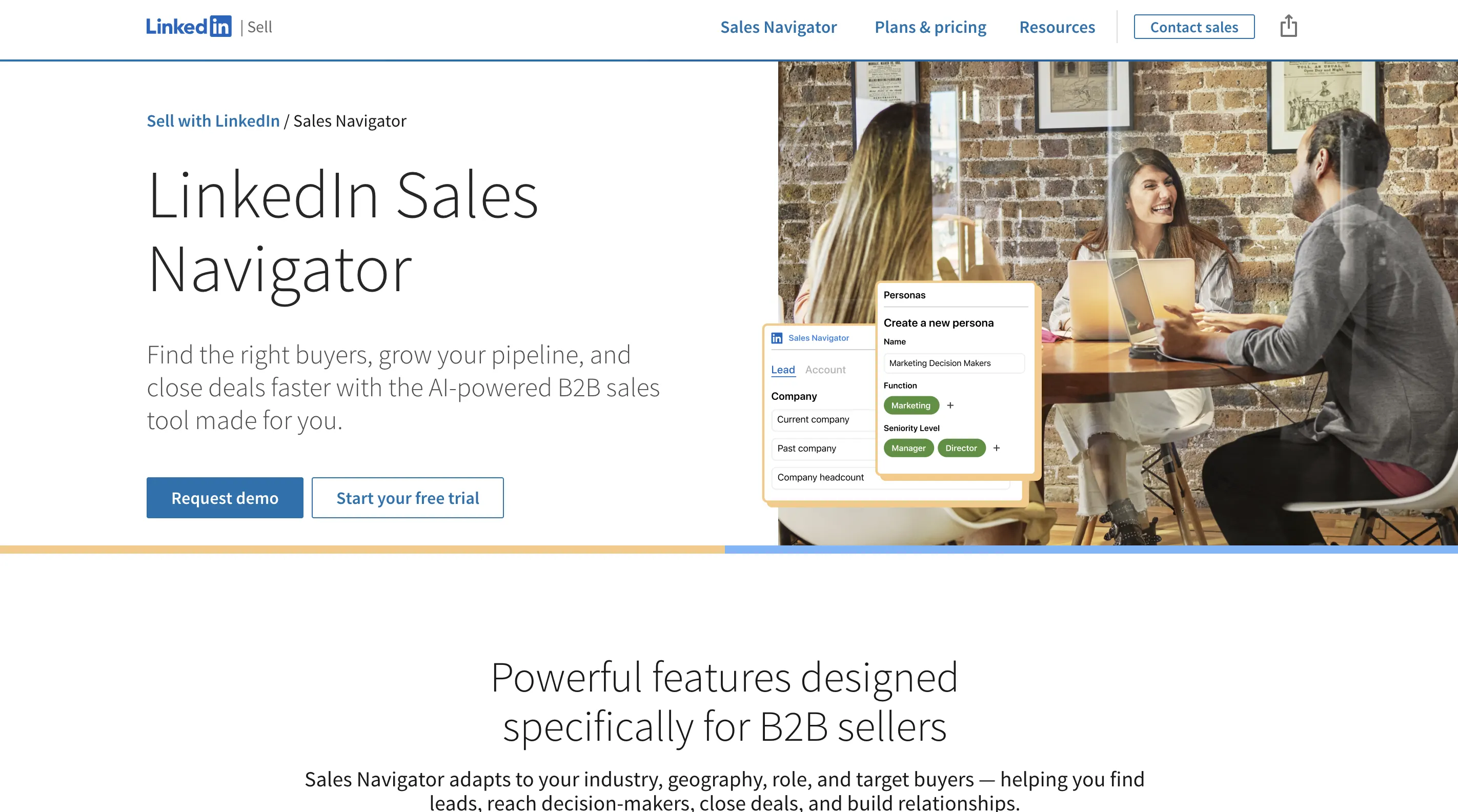 LinkedIn Sales navigator homepage screenshot