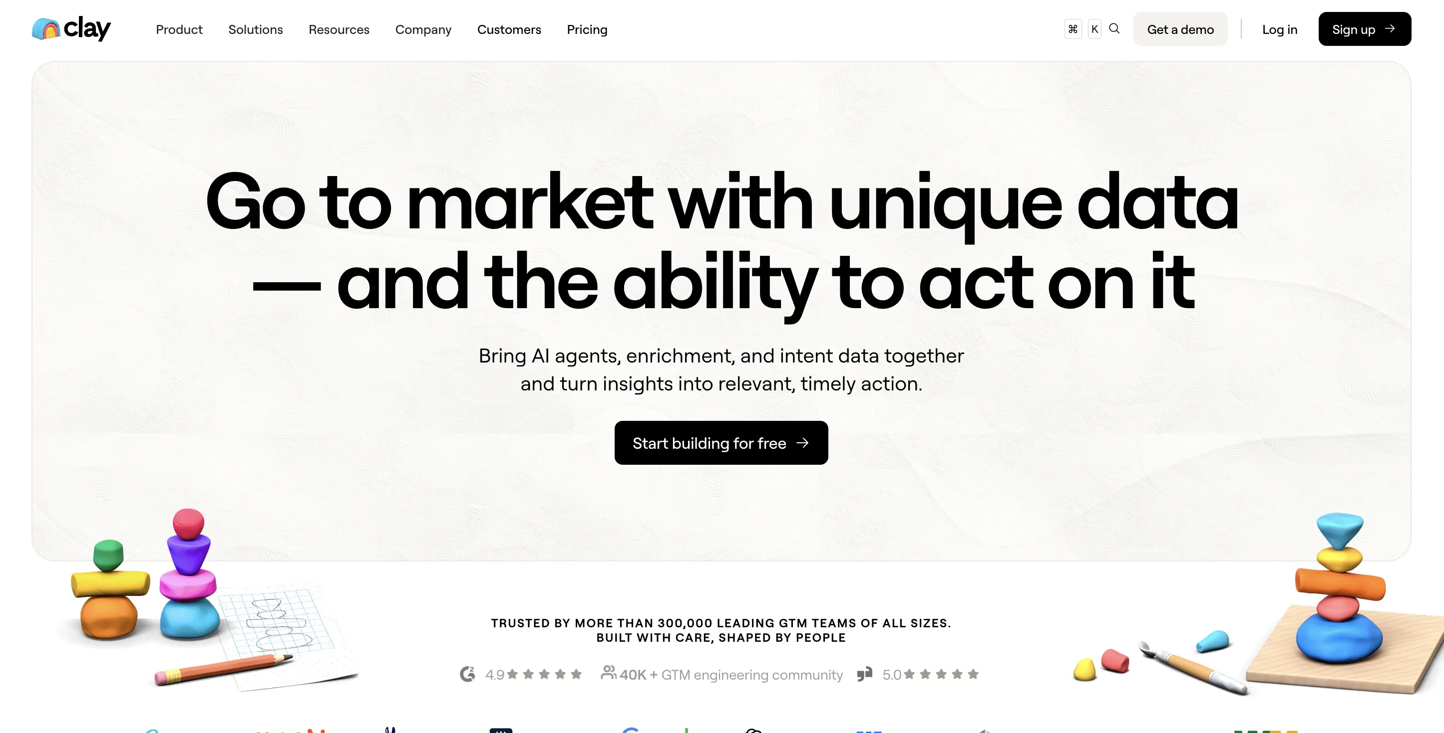 Clay homepage screenshot