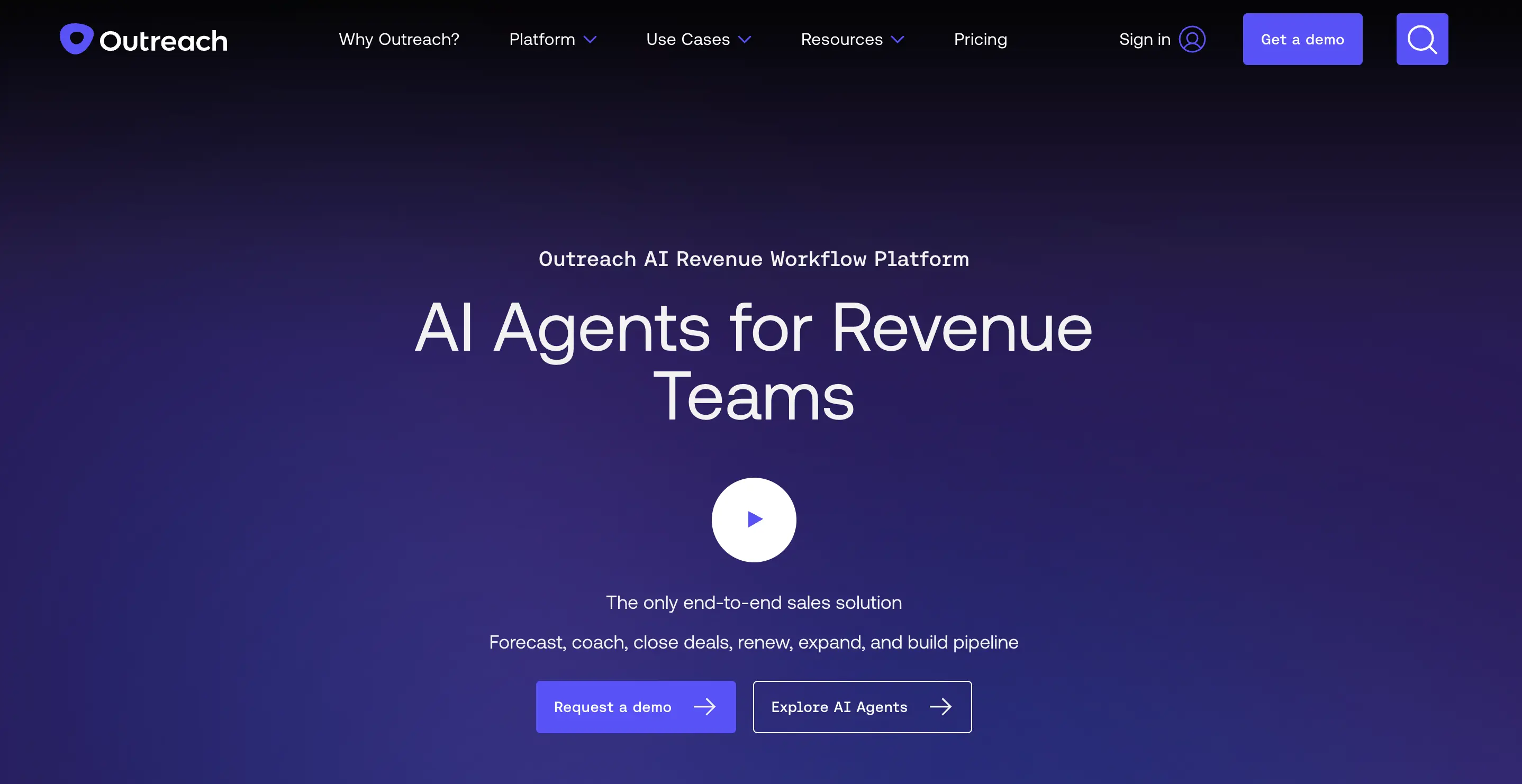 Outreach homepage screenshot. Outreach is a sales engagement platform and sales productivity tool for managing outbound sequences