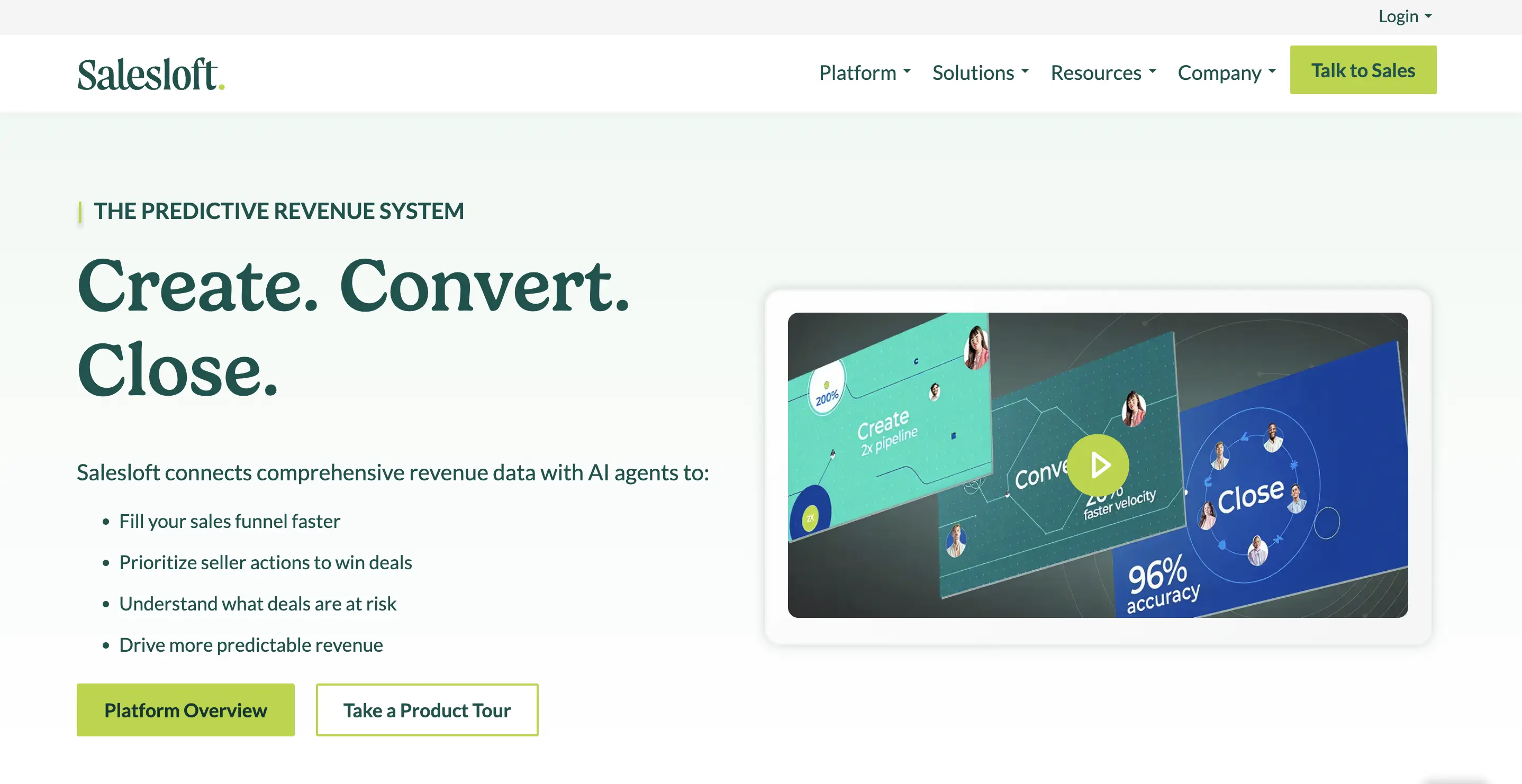 Salesloft homepage screenshot. Salesloft is a sales productivity platform for sales engagement and rep coaching