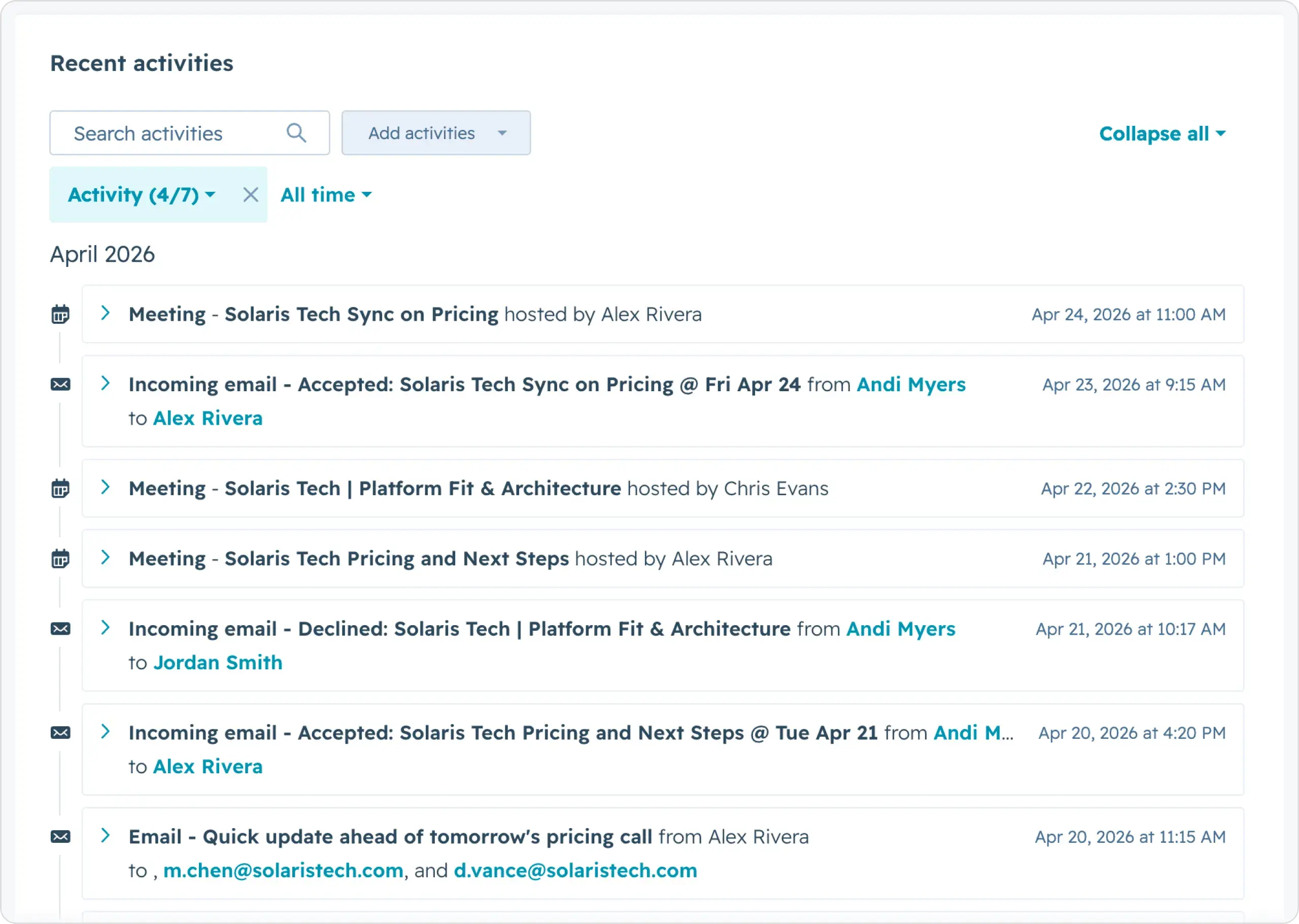 Activity capture in CRM