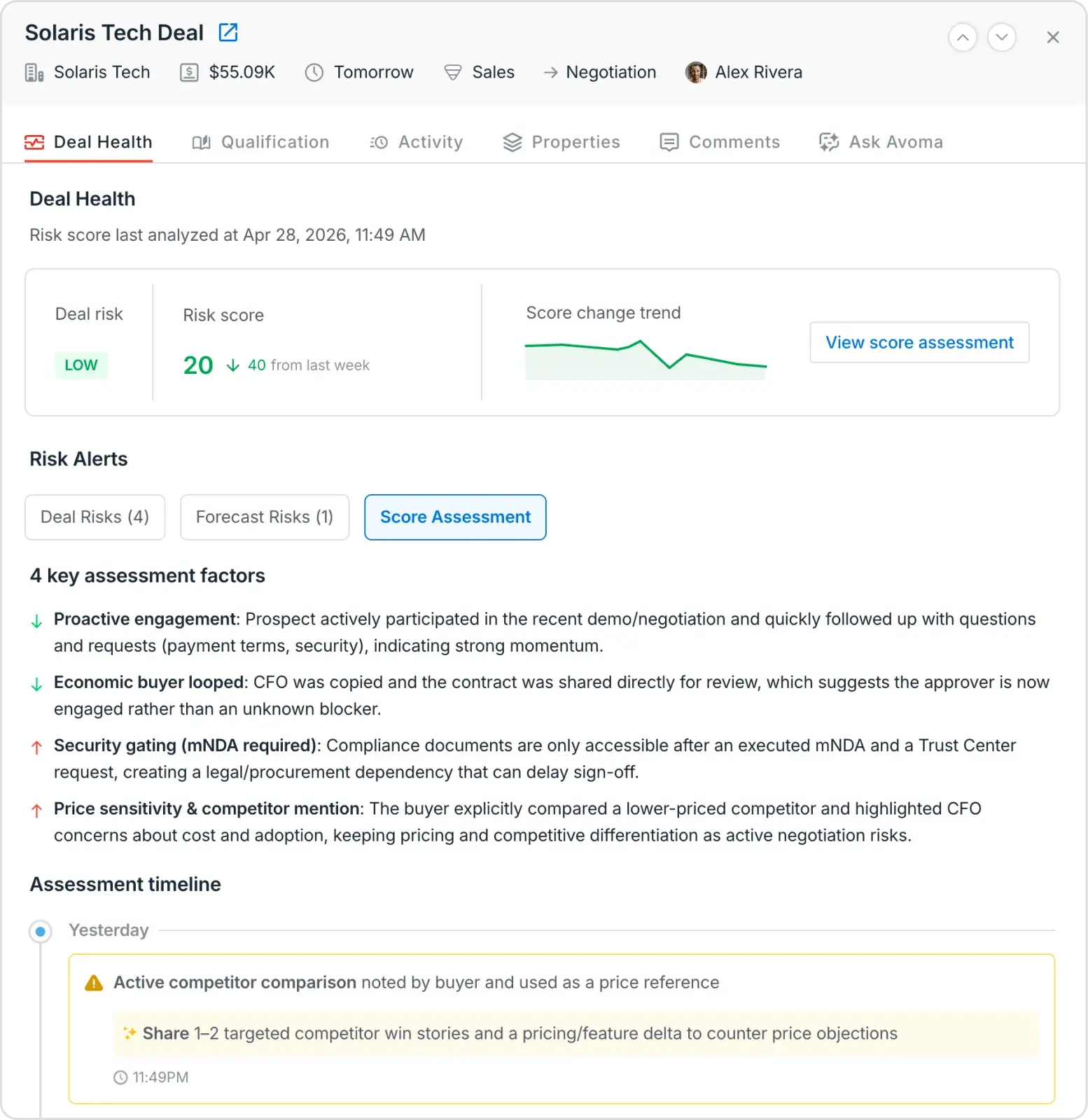 Avoma Deal health score