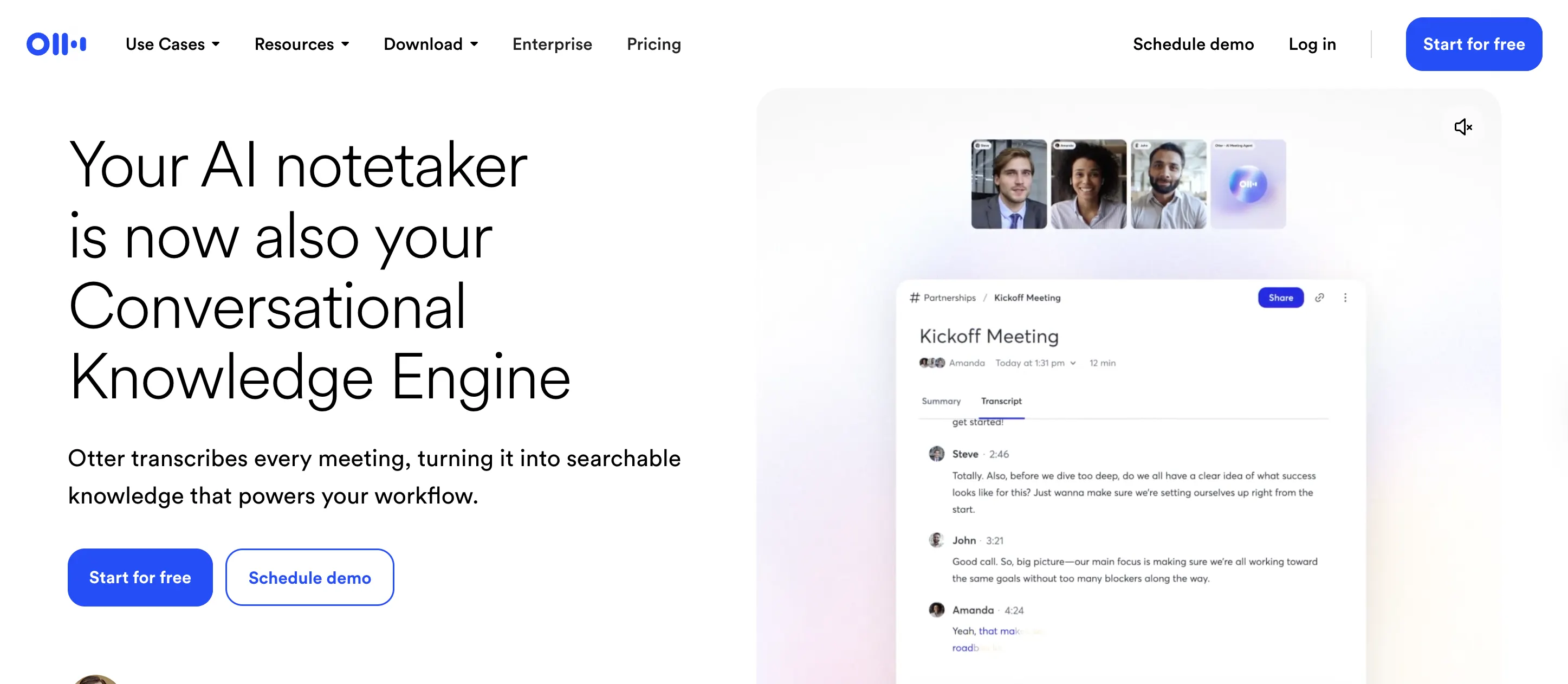 Otter meeting transcription and AI notes platform