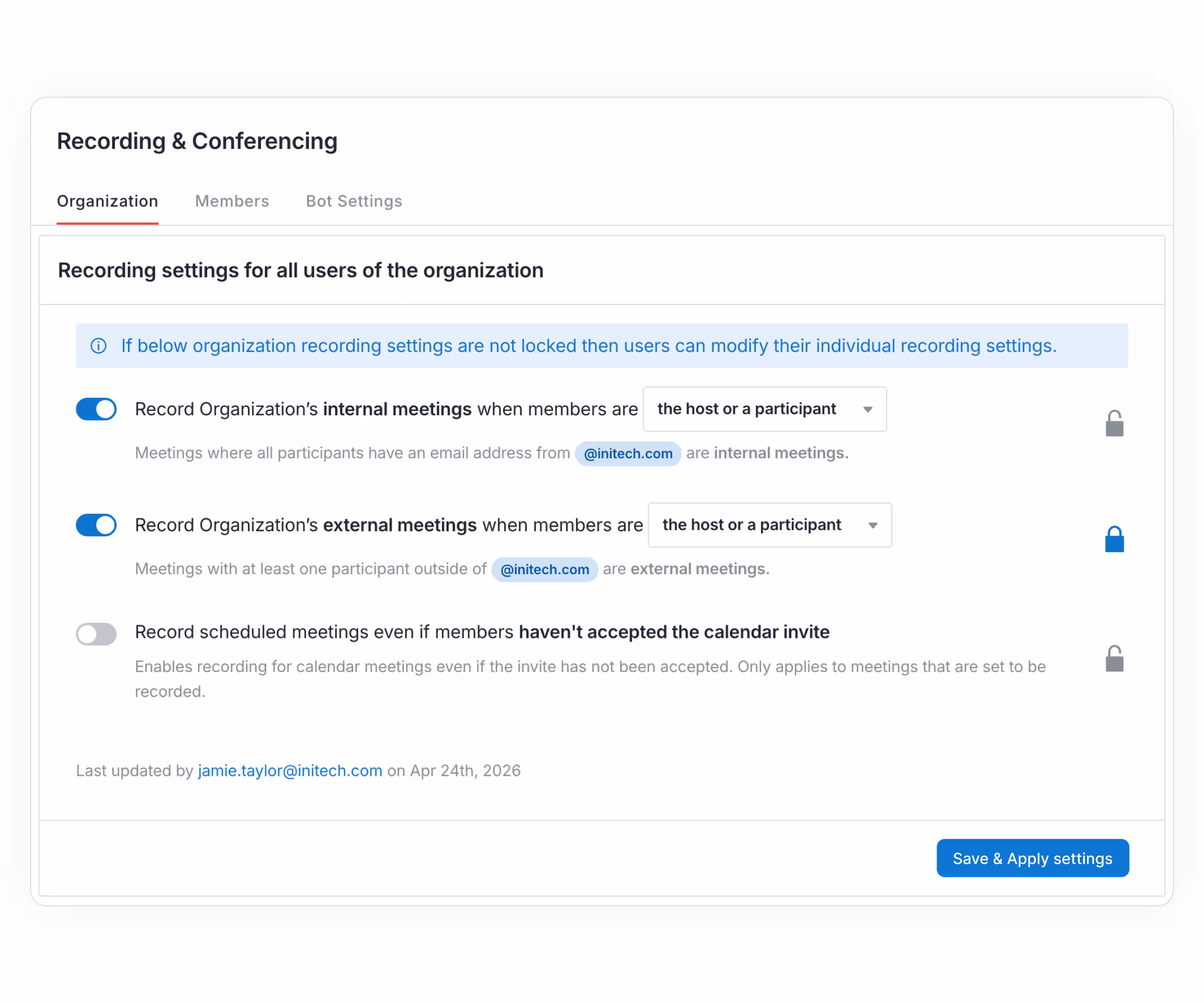 Enforce secure recording policies across your organization