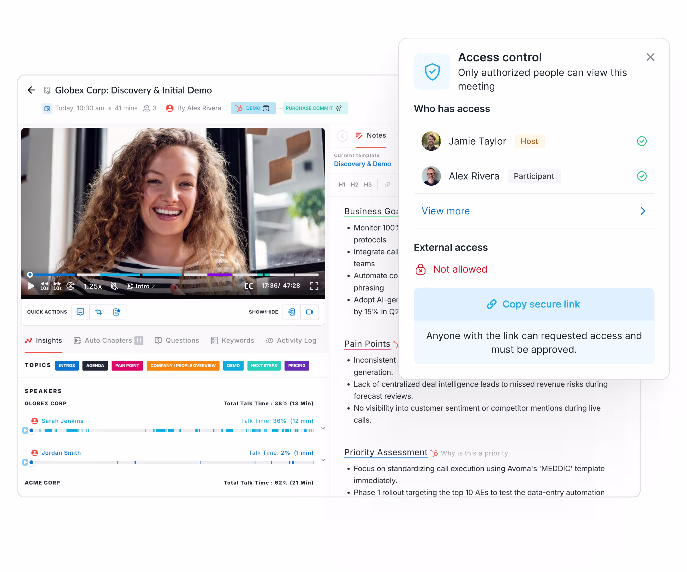 Securely share meeting recordings and transcripts