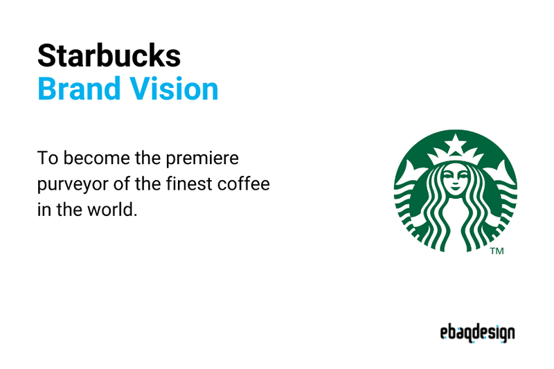 Starbucks' brand vision statement is to become the premiere purveyor of the finest coffee in the world.