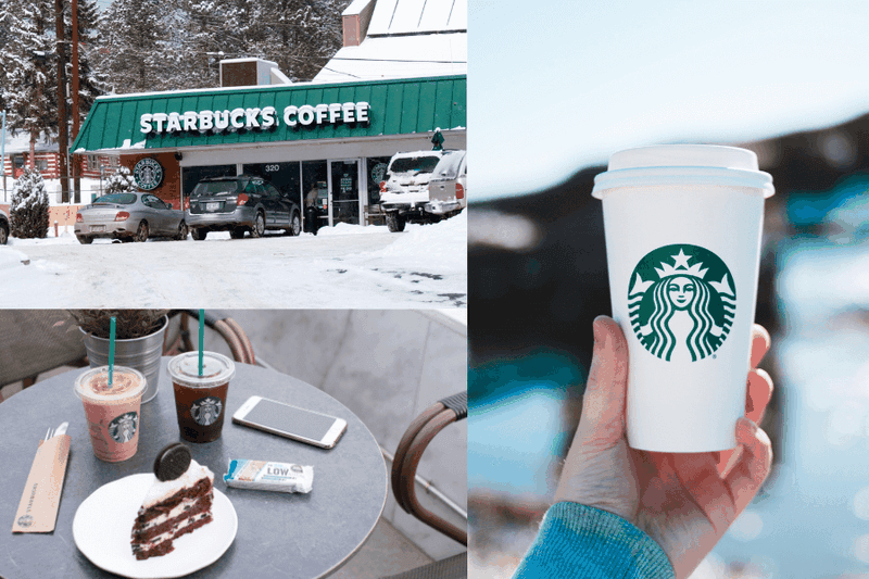 It shows some Starbucks' products and one of its branch.