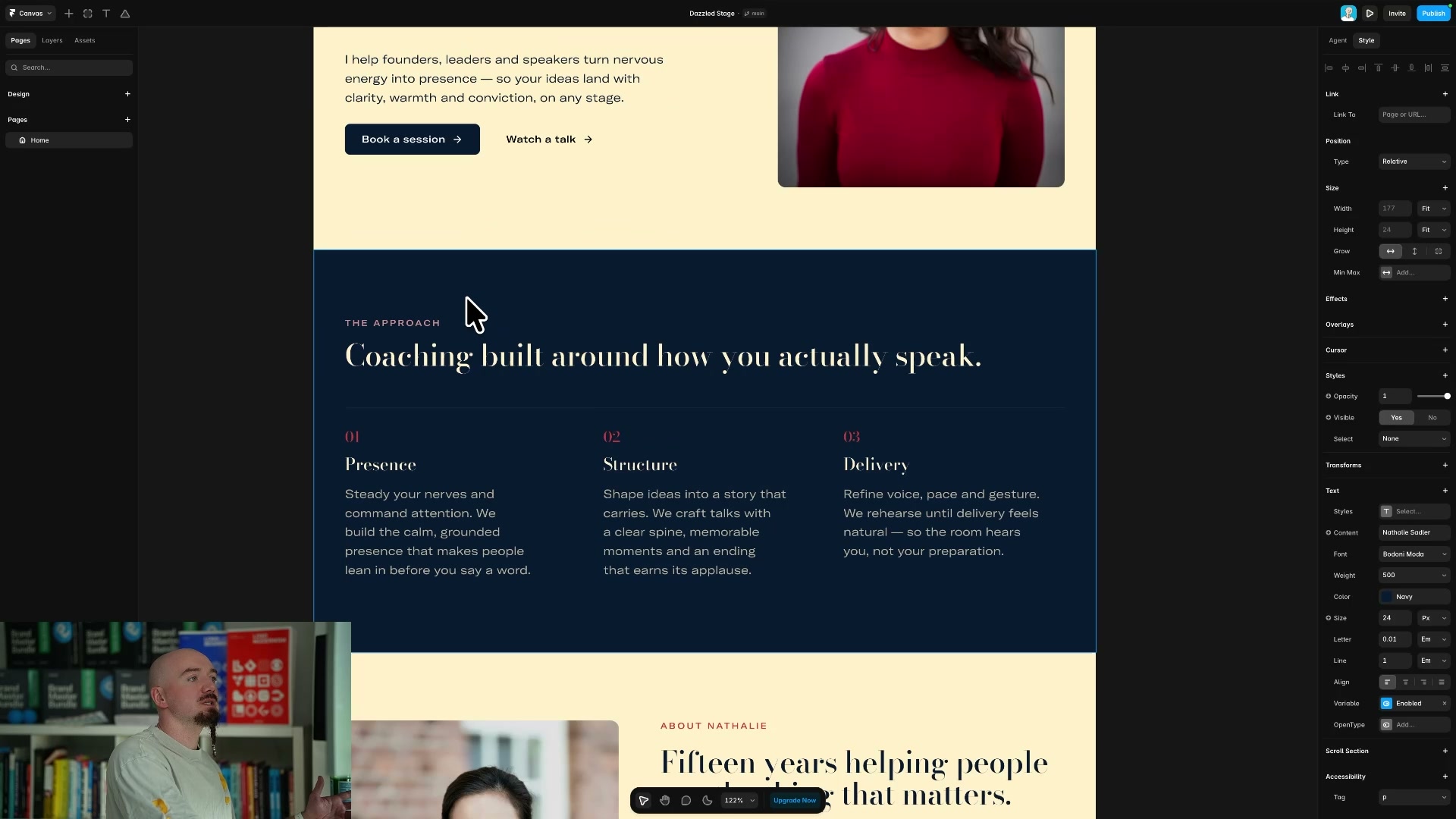 Actual landing page generated by Framer AI in the AI website builder test