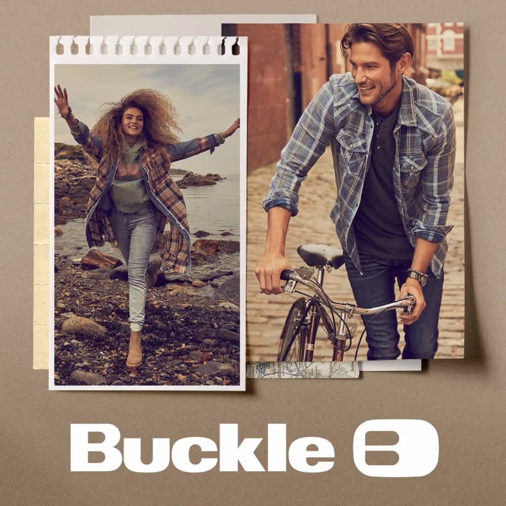 Two models wearing Buckle apparel