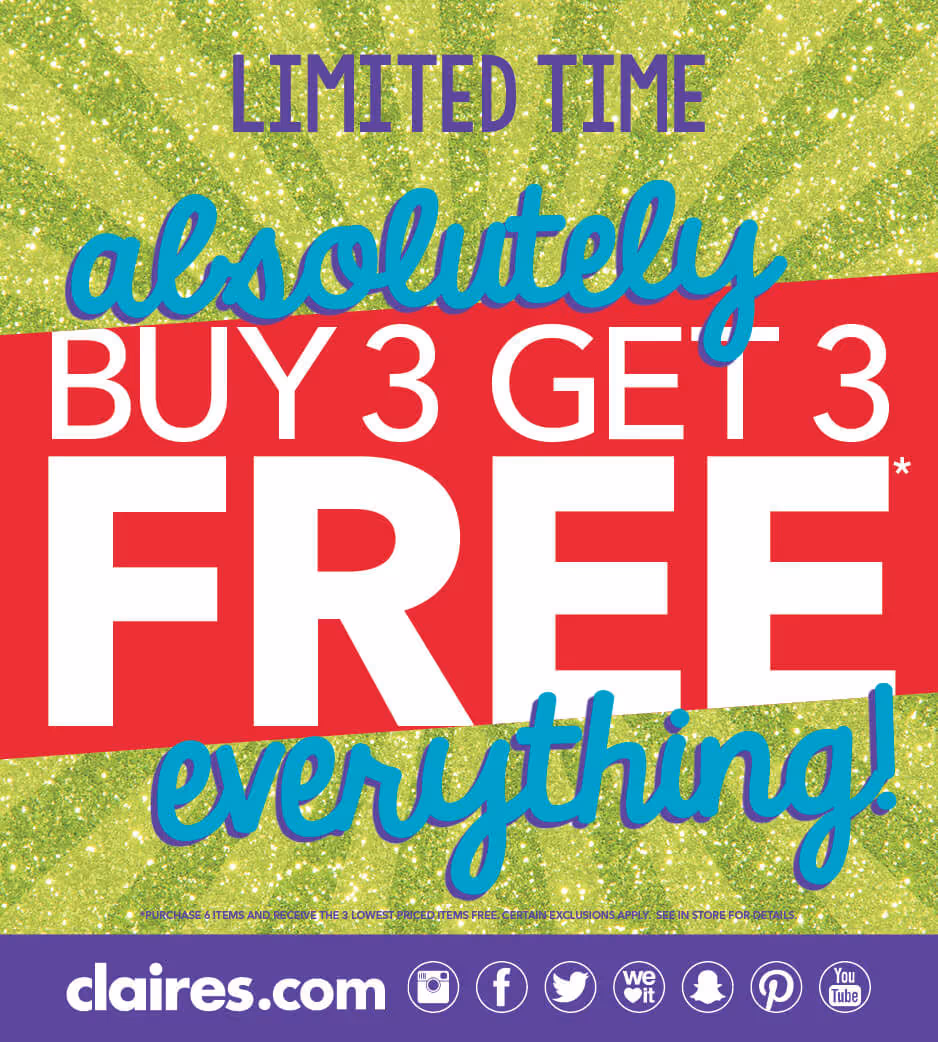 Absolutely Everything Buy 3 Get 3 Free sparkly poster